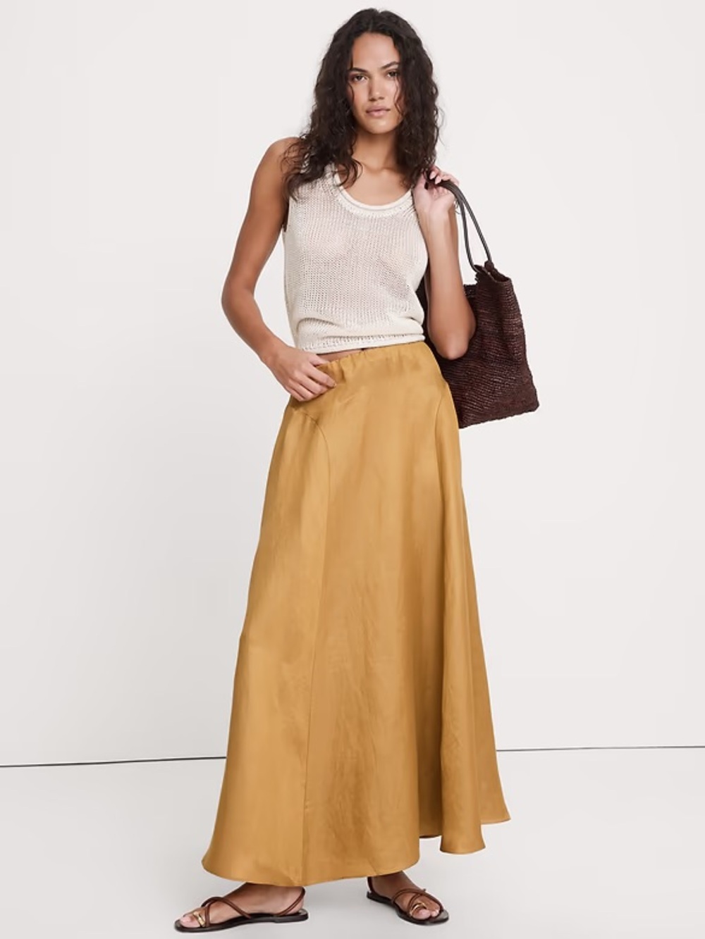 BANANA REPUBLIC VISCOSE-LINEN MAXI SKIRT - Picture 6 of 8
